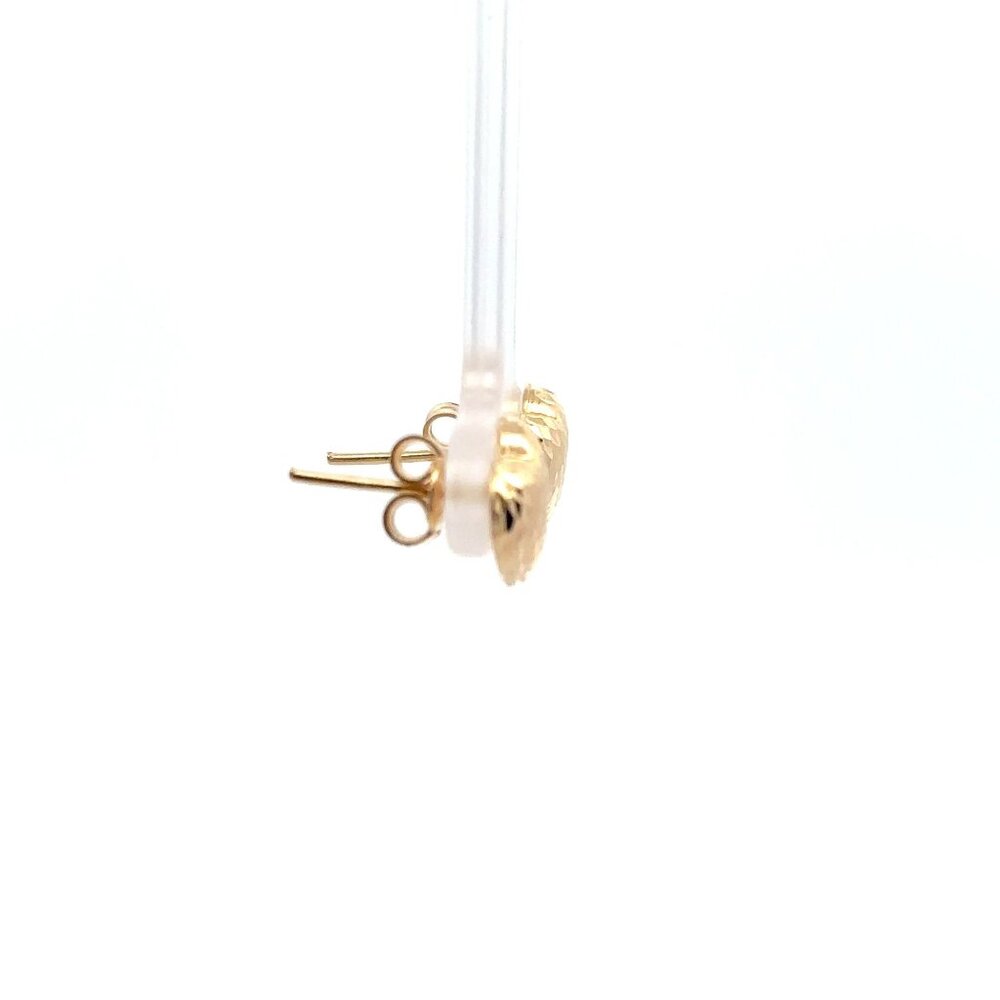 18K Gold Earrings Stud Heart - Picture 9 of 11